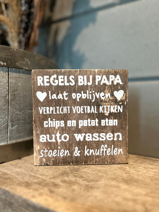 Tekstblok Regels bij papa