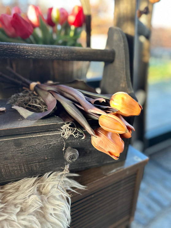 Bosje tulpen - paars - grijs - oranje