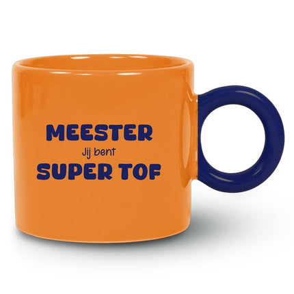Mok OranjeBlauw Meester Jij bent super tof