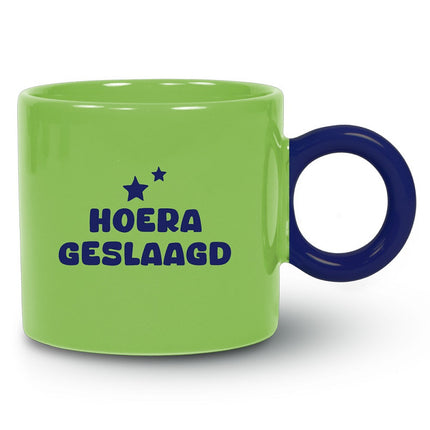 Mok GroenBlauw Hoera Geslaagd