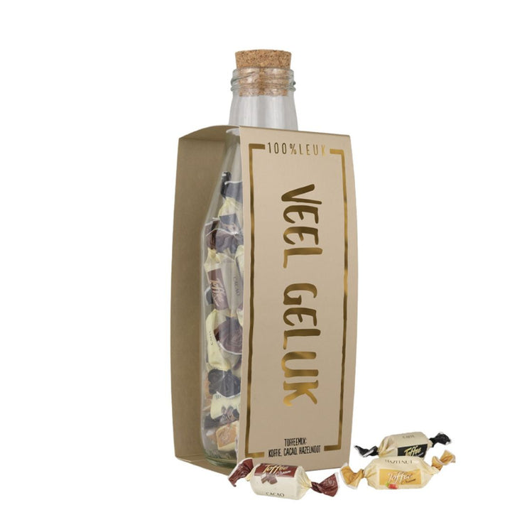 Momenten fles met toffees – Veel geluk