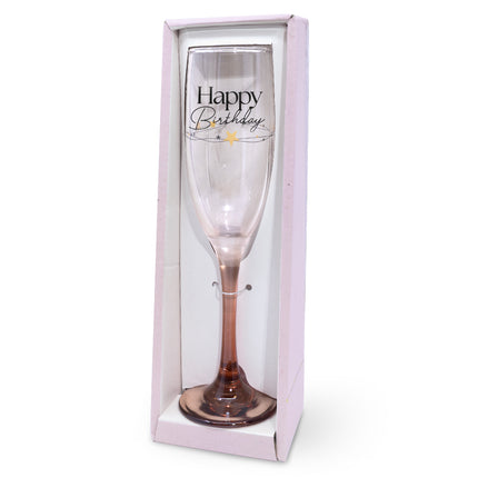 Champagneglas met de tekst Happy Birthday
