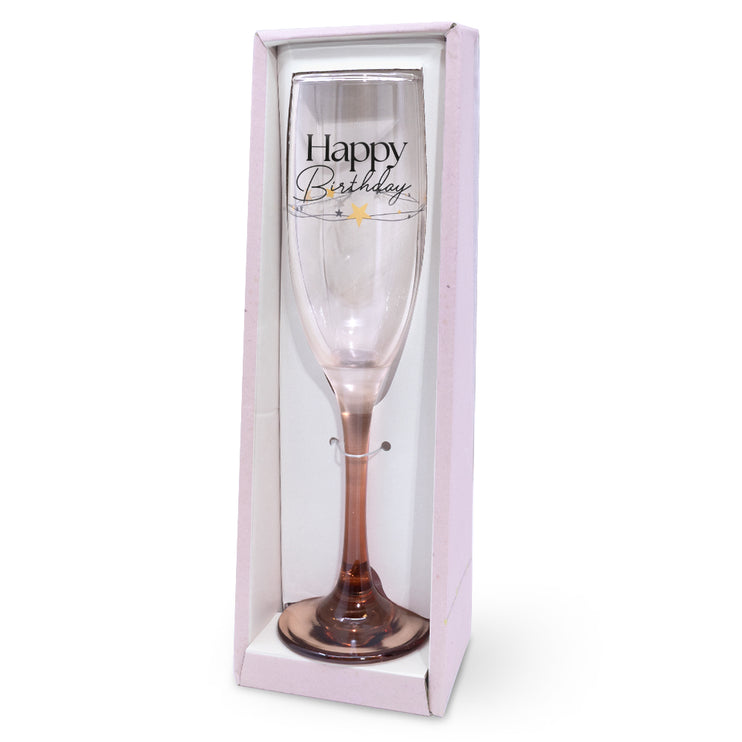 Champagneglas met de tekst Happy Birthday