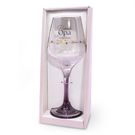 Wijnglas met de tekst proost opa