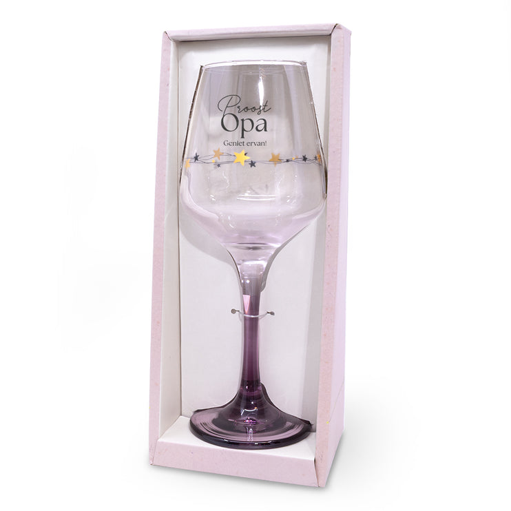 Wijnglas met de tekst proost opa
