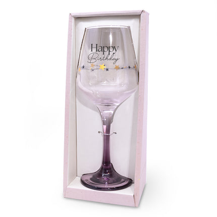 Wijnglas met de tekst Happy Birthday