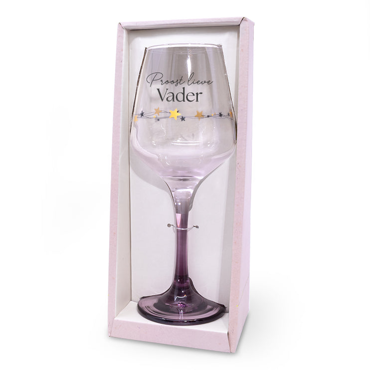 Wijnglas met de tekst Proost lieve Vader