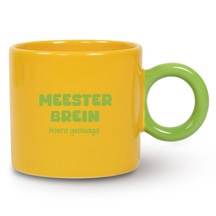 Mok GeelGroen Meester Brein Hoera Geslaagd