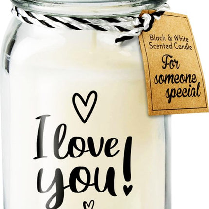 Black & white scented candle - I love you