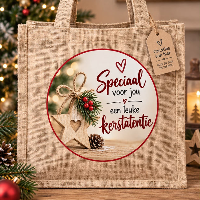 Cadeau Tas Jute met Hengsel - Speciaal voor jou een leuke kerstattentie
