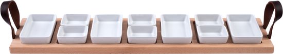 Bowls and Dishes Borreltray 69 cm 7-vaks met schaaltjes wit