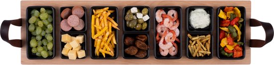 Bowls and Dishes Borreltray 69cm 7-vaks met schaaltjes zwart