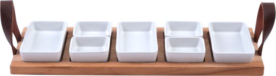 Bowls and Dishes Borreltray 49cm 5-vaks met schaaltjes wit