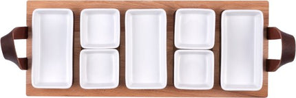 Bowls and Dishes Borreltray 49cm 5-vaks met schaaltjes wit