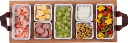 Bowls and Dishes Borreltray 49cm 5-vaks met schaaltjes wit