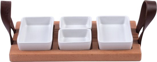 Bowls and Dishes Borreltray 30cm 3-vaks met schaaltjes wit