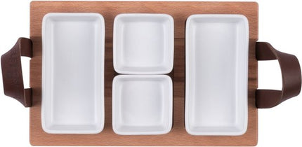 Bowls and Dishes Borreltray 30cm 3-vaks met schaaltjes wit