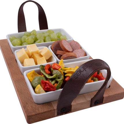 Bowls and Dishes Borreltray 30cm 3-vaks met schaaltjes wit