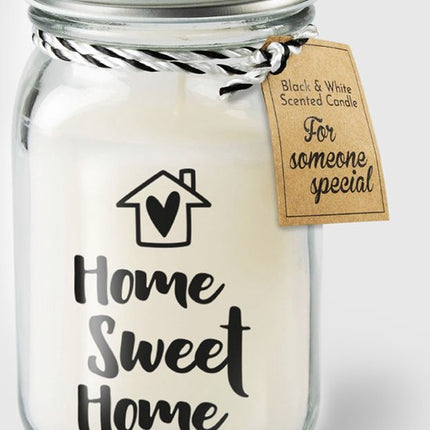 Black & white scented candle - Home sweet home