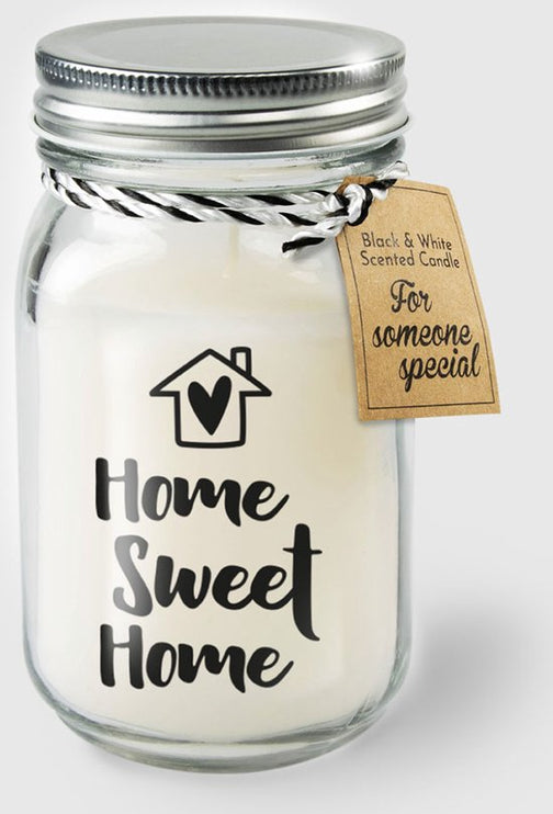 Black & white scented candle - Home sweet home