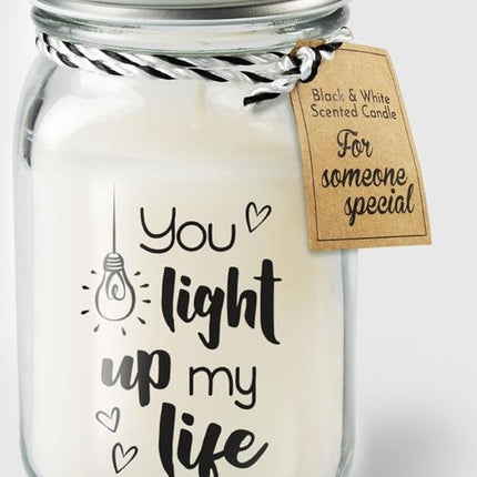 Black & white scented candle - You light up my life