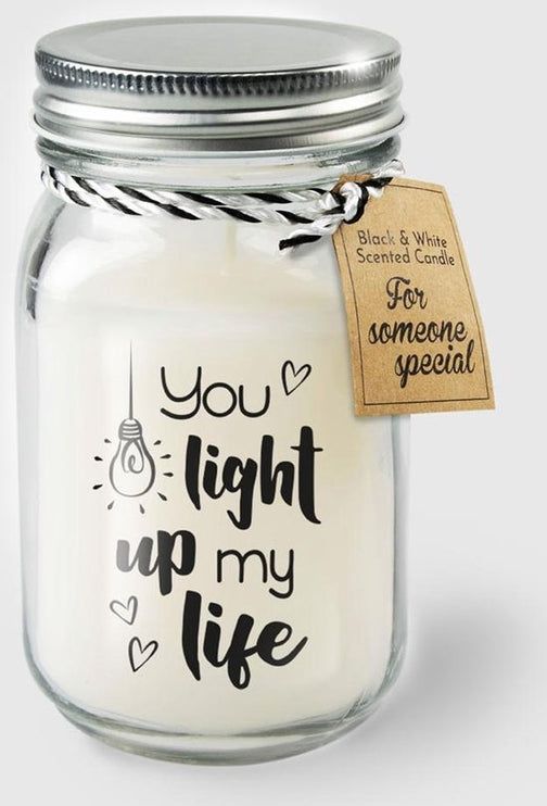 Black & white scented candle - You light up my life