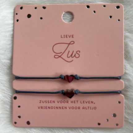 Hart armband Lieve Zus Dubbel