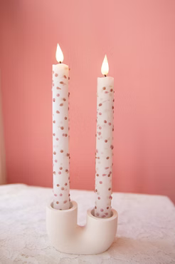 LED Dip Dye kaars Confetti Neutral: Confetti Ecru/Lichtbruin