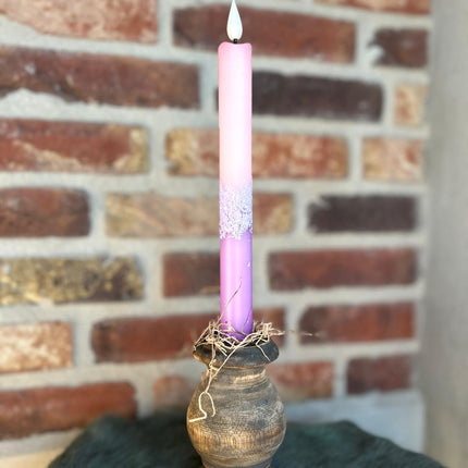 LED Dip Dye kaars Paars/Roze pastel/glitterLila