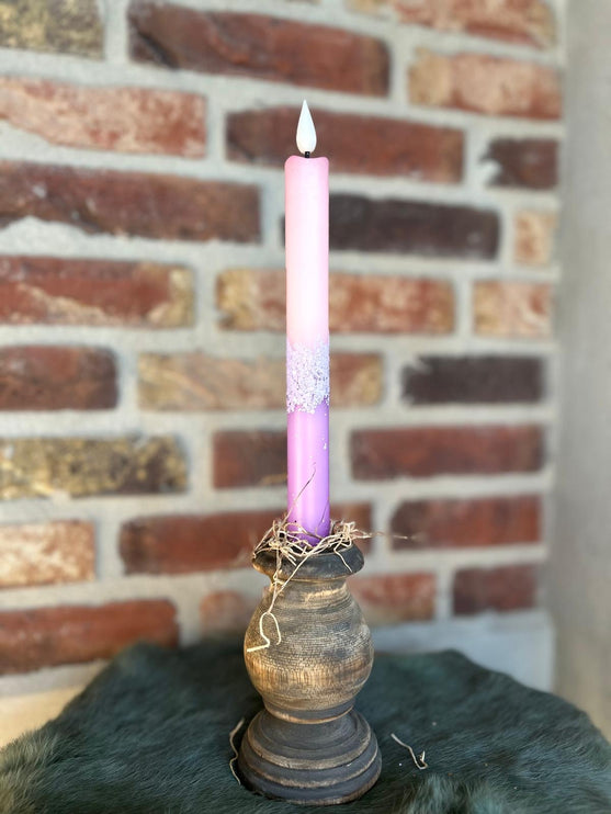 LED Dip Dye kaars Paars/Roze pastel/glitterLila