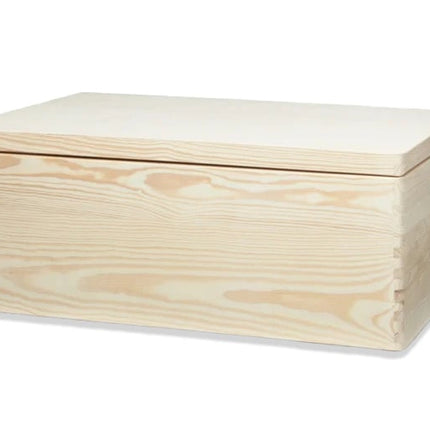 Houten kist (rechthoek) met deksel en opdruk - 60x40x23 cm met vaste deksel