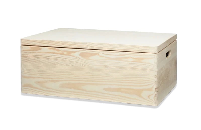 Houten kist (rechthoek) met deksel en opdruk - 60x40x23 cm met vaste deksel