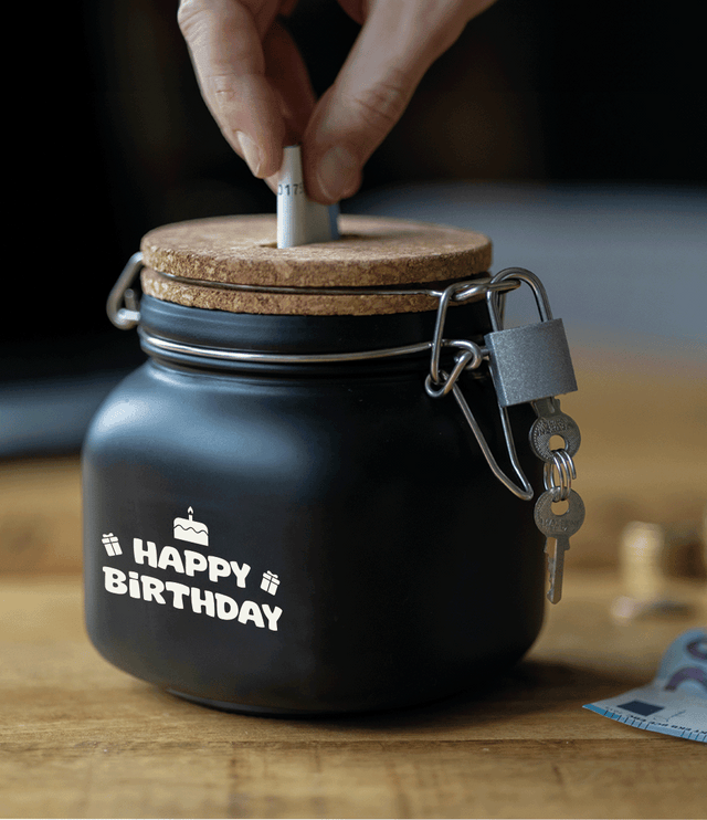 luxe spaarpot - happy birthday