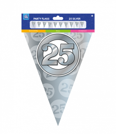 Party Flags foil - 25 silver