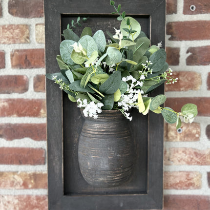 Houten wandpaneel met vaas  Teakhout of Vergrijsd