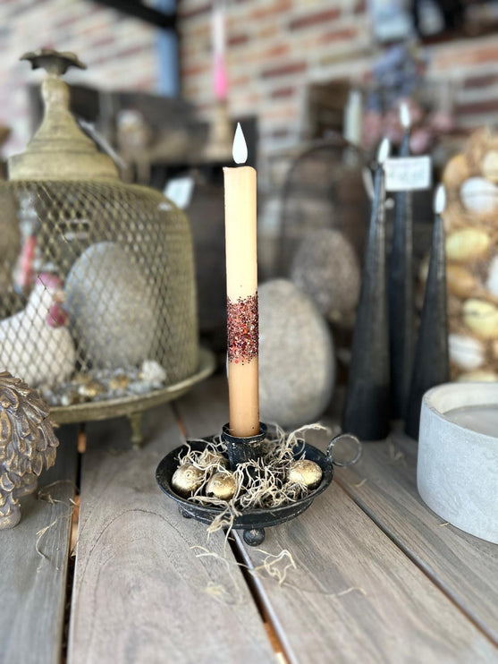 LED Dip Dye kaars Glitter donkerbruin