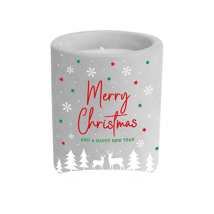 Cement Candle Merry Christmas and a Happy New Year