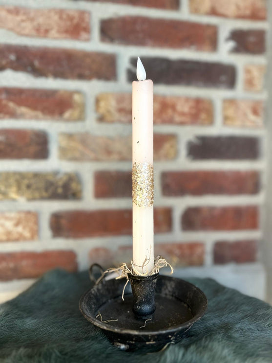 LED Dip Dye kaars Glitter-warm zilver