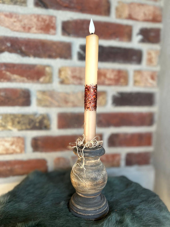 LED Dip Dye kaars Glitter donkerbruin