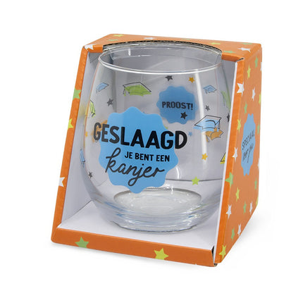 Wijnwaterglas Geslaagd je bent een kanjer