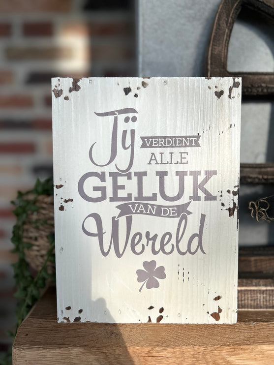 Tekstbordje Geluk