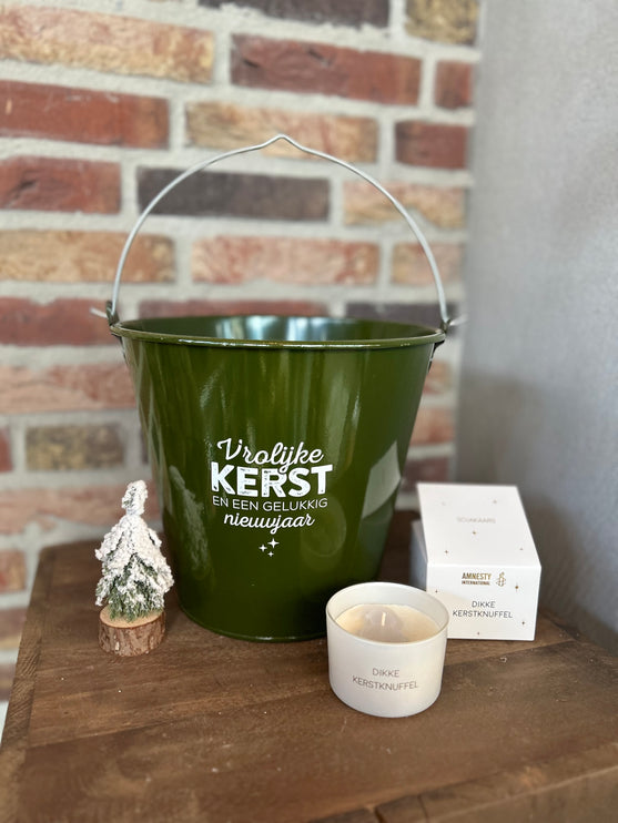Cadeau Emmer L Vrolijke Kerst met kaars (Dikke Kerstknuffel)