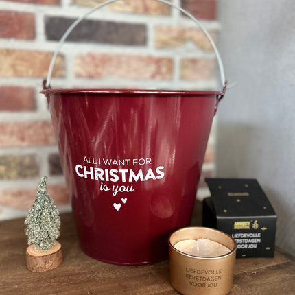 Cadeau Emmer L Kerst All I want for Christmas met Kerstboompje en Kaars van MY FLAME