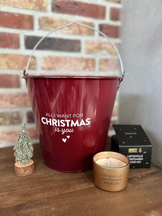 Cadeau Emmer L Kerst All I want for Christmas met Kerstboompje en Kaars van MY FLAME