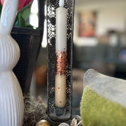 LED Dip Dye kaars bruin glitter