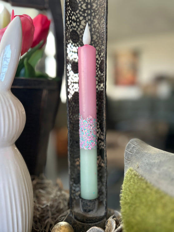 LED Dip Dye kaars roze groen