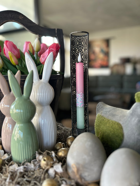 LED Dip Dye kaars roze groen