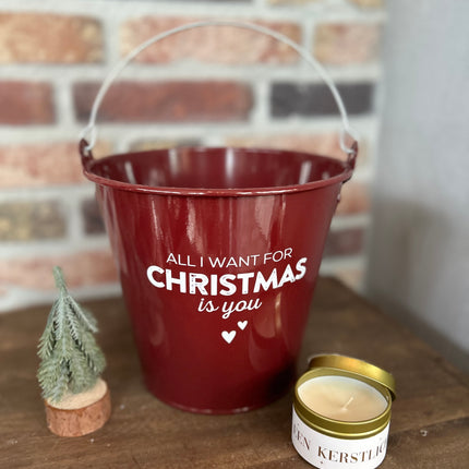 Cadeau Emmer M Kerst (All I want for Christmas) met Kerstboompje en Kaars van MY FLAME