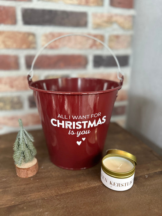 Cadeau Emmer M Kerst (All I want for Christmas) met Kerstboompje en Kaars van MY FLAME