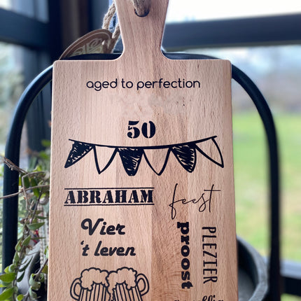 Serveerplank abraham 34,5 cm beukenhout - gepersonaliseerd